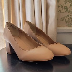 Nude Scallop Block heel by Torrid Wide Width NWT